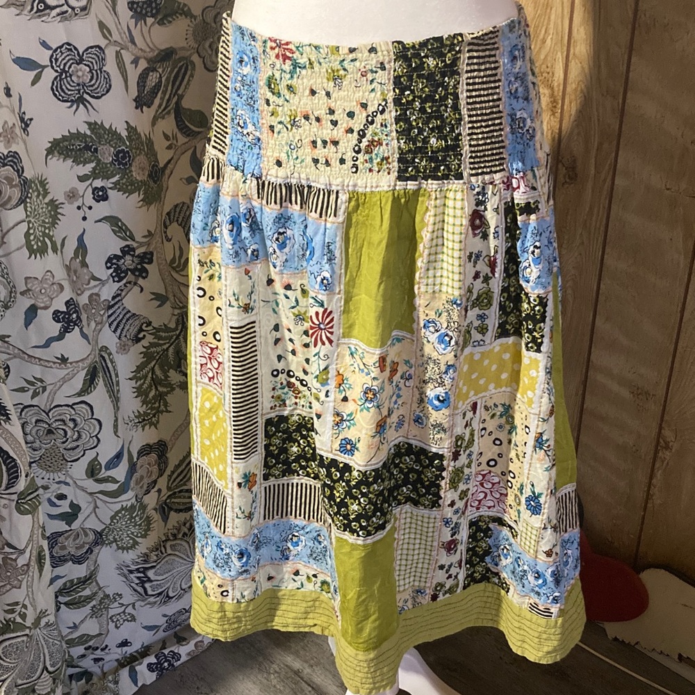 Solitaire Multicolor Patchwork A-Line Skirt - image 1